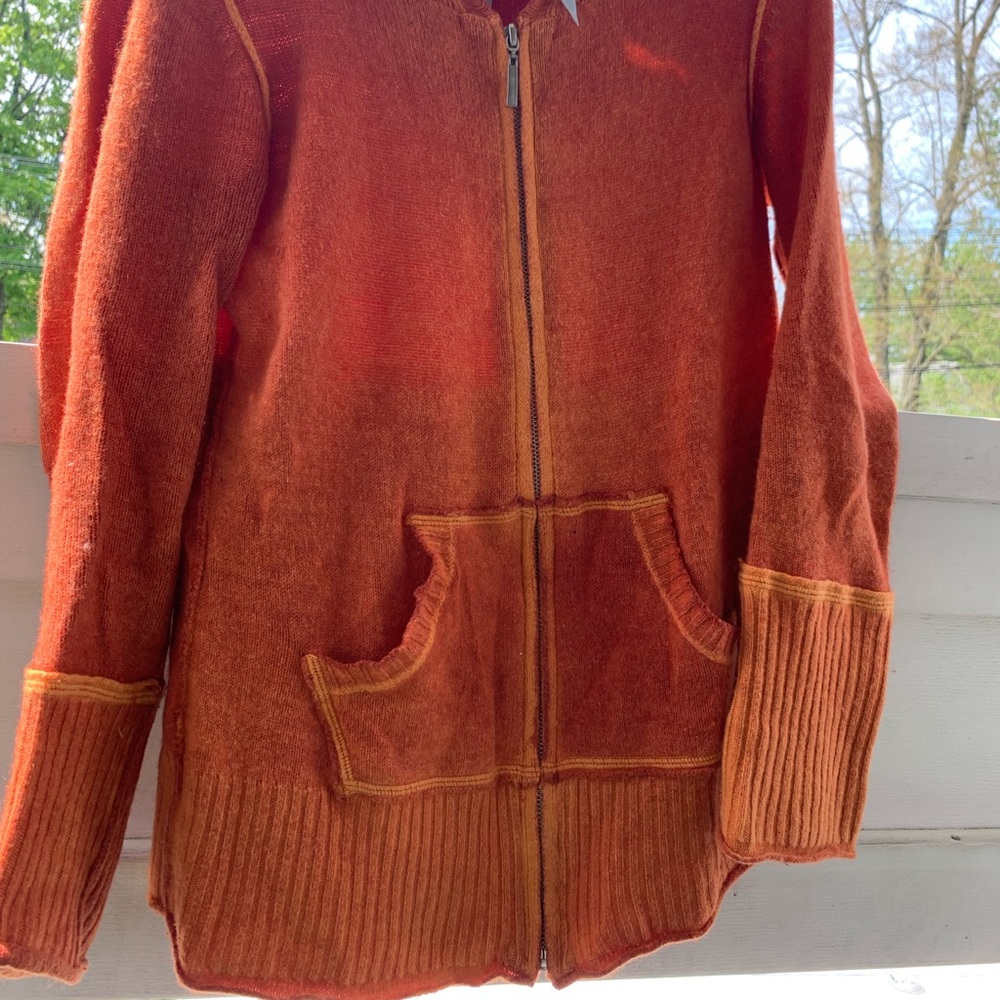 Orange long sleeve cashmere y2k zip up